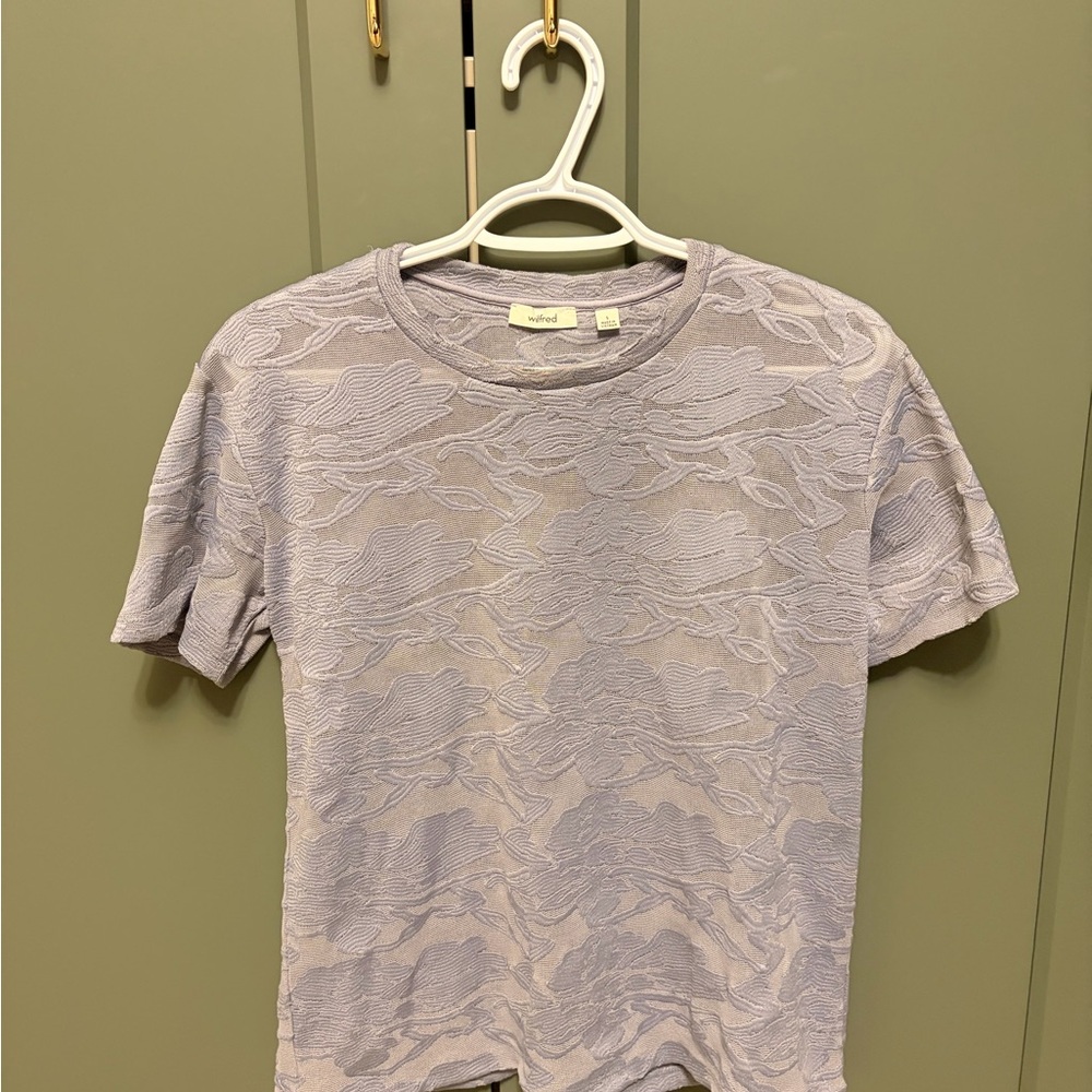 Aritzia Wilfred Lavender Textured Crewneck Tee